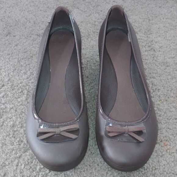 Crocs brown wedge heels Shoes Sz 10 - Picture 1 of 6